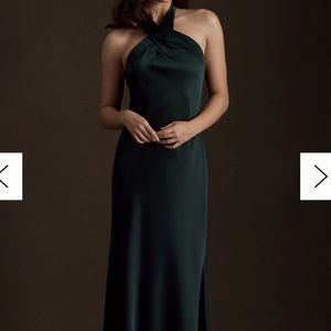 BHLDN Ruby Satin Charmeuse Dress - Dark Emerald